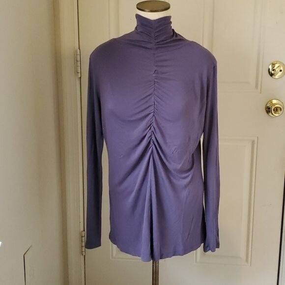 Puli Shirt Top Blouse Tunic Long Sleeve Purple Rouching Woman's WOMAN'S EXTRA LG - Picture 5 of 10